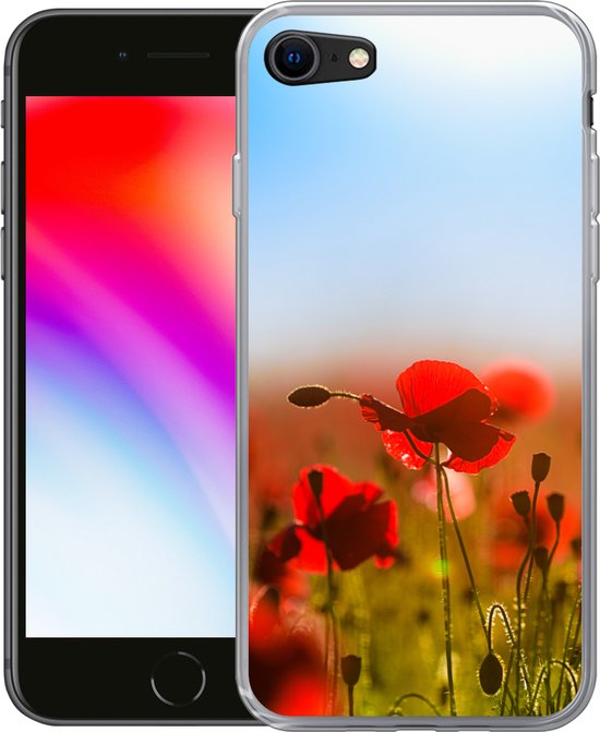 iPhone 7 - Coquelicots sous un ciel bleu clair. - Étui de téléphone en Siliconen