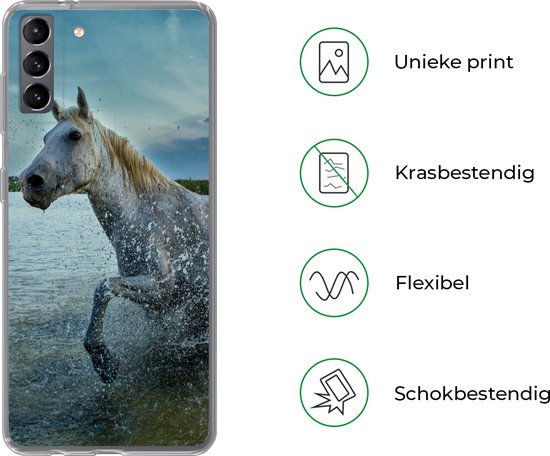 Coque Samsung Galaxy S21 Plus - Cheval - Water - Goutte - Coque de téléphone en Siliconen