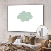 Canvas kinderen - Decoratie voor kinderkamers - Wolk - Design - Groen - Sterren - Canvas schilderij - Kinder decoratie - 160x120 cm - Canvasdoek Kids