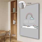 Canvas schilderij unicorn - Quotes - Good night - Eenhoorn - Tekst - Regenboog - Spreuken - Wanddecoratie meisjes - Kinderkamer decoratie - 90x140 cm