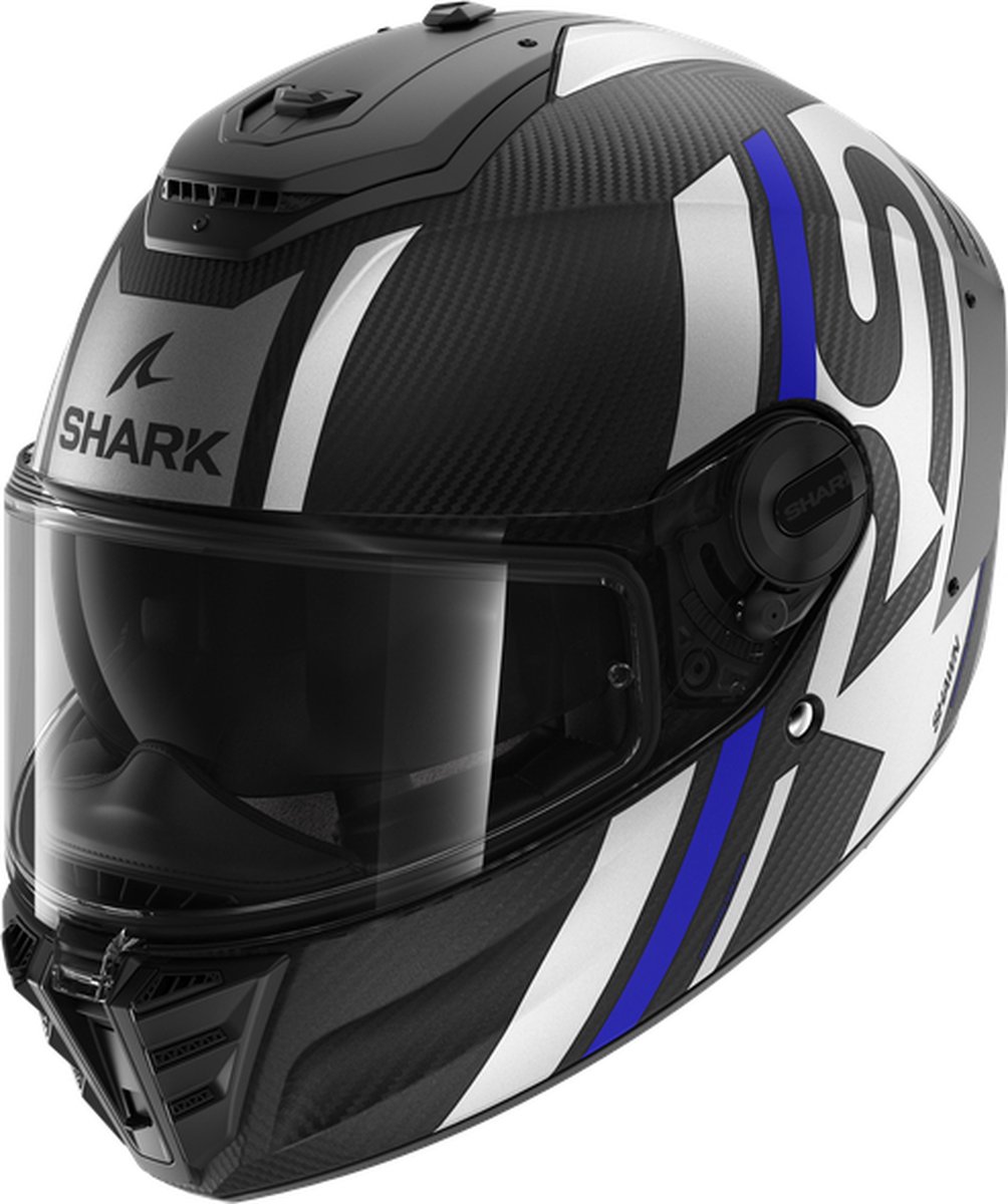 Shark Spartan RS Carbon Shawn Mat Carbon Blauw Zilver DBS Integraalhelm S