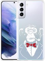 Hoesje Geschikt voor Samsung Galaxy S21 Plus Chimp Smoking