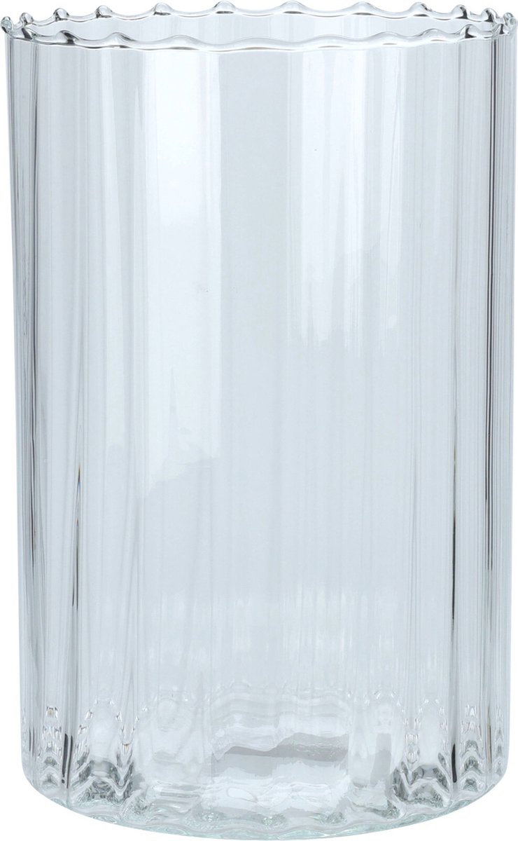 Excellent Houseware vaas - glas - cylinder met optisch effect - 18 x 28 cm