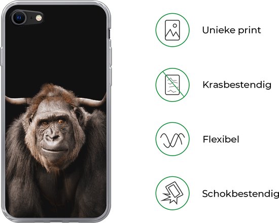 Coque iPhone 7 - Singe - Scottish Highlander - Zwart - Siliconen