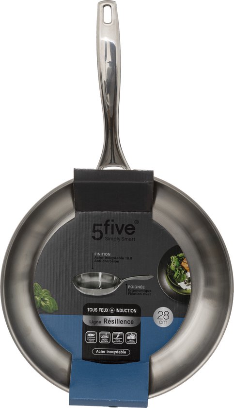 Fiskars koekenpan, 28 cm, Gecoate koekenpan, Geschikt voor alle kookplaten, Gerecycled roestvrij staal, Geheel van staal, Zilver, 1064745