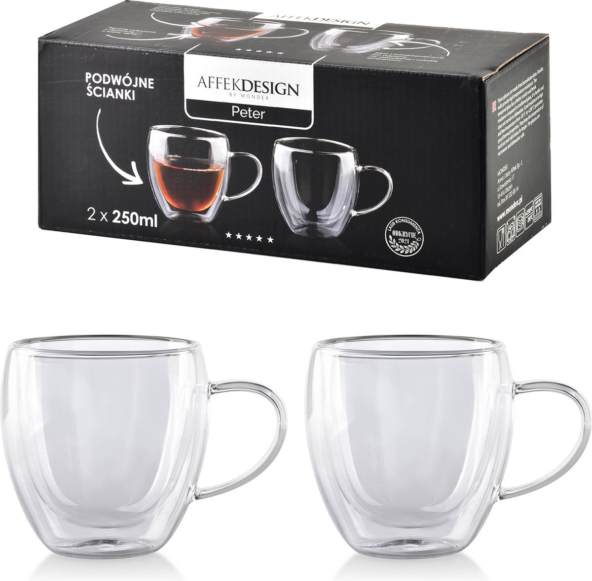 Dubbelwandige Koffieglazen met Oor - 6 Stuks - Dubbelwandig Koffieglas 250ml - Theeglazen - Glazen voor Thee, Koffie en Cappuccino