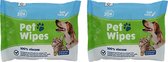 Pet whipes | Vochtige doekjes voor huisdieren | 2 x 20 stuks in de verpakking | Vrij van alcohol | Verfrissingsdoekjes hond en kat