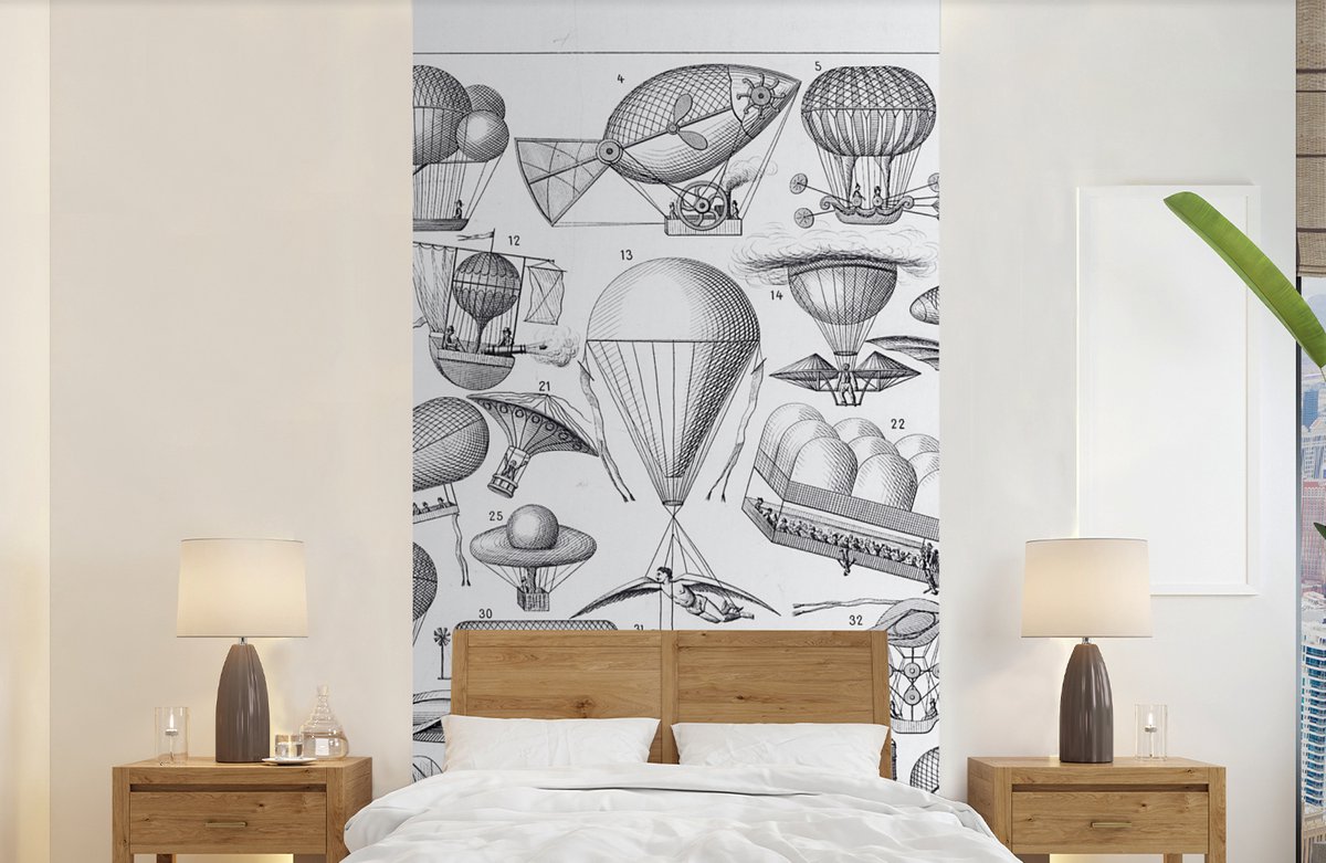Behang - Fotobehang Illustraties van luchtballonnen - Breedte 120 cm x hoogte 240 cm