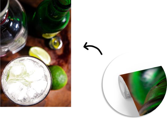 Papier peint - Papier peint - Gin Papier peint photo mélangé avec de la glace et de la chaux - Largeur 200 cm x hauteur 300 cm