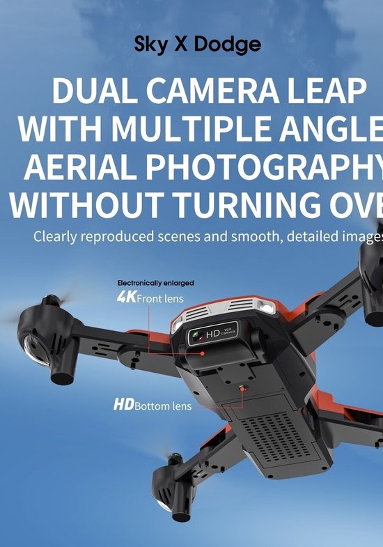 LSky X Dodge - 22km/h - Obstakel Ontwijker - Kids Drone - Micro SD - 2x Camera Drone WiFi - Beginner Quadcopter