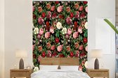 Behang - Fotobehang Bloemen - Vintage - Rozen - Breedte 225 cm x hoogte 350 cm