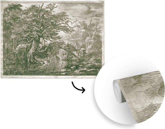 Papier peint vinyle - Les voyageurs - Peinture de Jacob van Ruisdael largeur 415 cm x hauteur 300 cm - Tirage photo sur papier peint (disponible en 7 tailles)