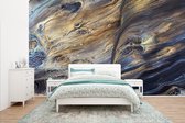 Behang - Fotobehang Marmer - Goud - Waterverf - Textuur - Marmerlook - Breedte 435 cm x hoogte 260 cm