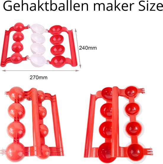 Gehaktballetjesvorm, roestvrij staal, keuken-meatball maker met snijspatten, viervoudige buizen, gehaktballetjesmaker, metalen gehaktballetjesvorm, gehaktballenmachine voor de keuken om snel te koken