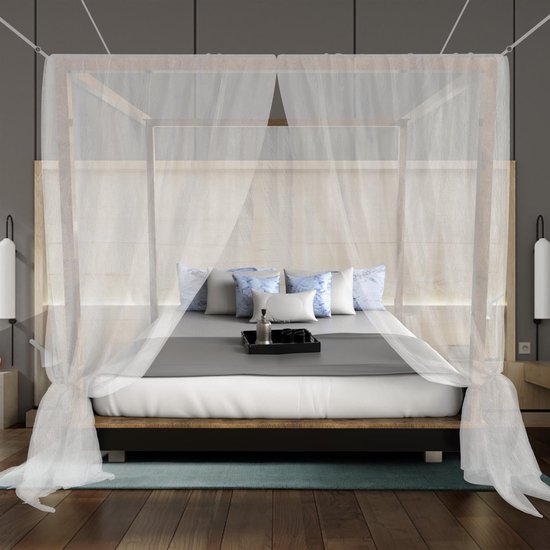 Moustiquaire Intirilife - 200x220x200 Cm, Polyester Blanc, Maille 280, Pour Extérieur Et Intérieur