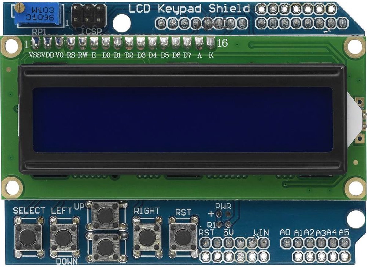 TRU COMPONENTS Displaymodule 5.6 cm (2.22 inch) 16 x 2 Pixel Geschikt voor serie: Arduino Met achtergrondverlichting