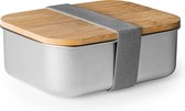 Lunch box en acier inoxydable avec couvercle en bambou et bande élastique modèle Korlan contenance 800 ml