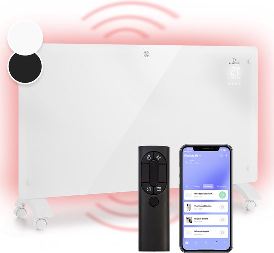 HOMCOM elektrische verwarming met wielen, 9 voorgeïnstalleerde modi, wandmontage mogelijk, 5-35