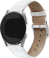 Strap-it Leren crocodile bandje - geschikt voor Xiaomi Mi Watch / Xiaomi Watch S1 / Watch S1 Pro / Watch 2 Pro - Active - wit