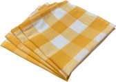 4 Servetten Grote ruit geel 40 x 40 (Strijkvrij) - zomer - pasen - paasdecoratie - gezoomd
