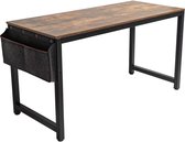 SensaHome - Table d'écriture/bureau rétro - Table d'ordinateur avec cadre en métal - Table PC pour bureau à domicile - Table de travail à l'aspect bois rustique - Look Vintage - Zwart/marron