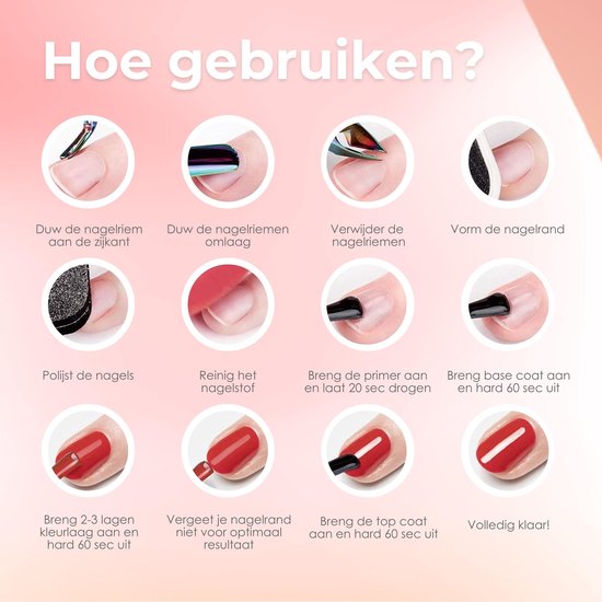 Moods Gellac Starterspakket - Primer - Base Coat - Top Coat - 8ML - Gellak - BIAB - Polygel - LED Lamp Nagellak