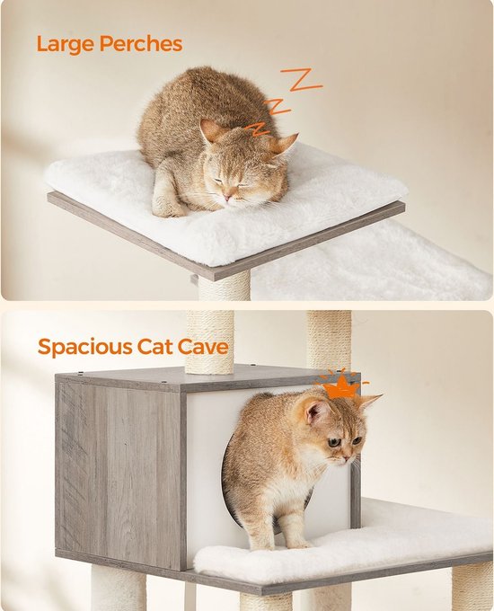 FEANDREA Kleine kattenboom Krabpaal met meerdere niveaus 68cm