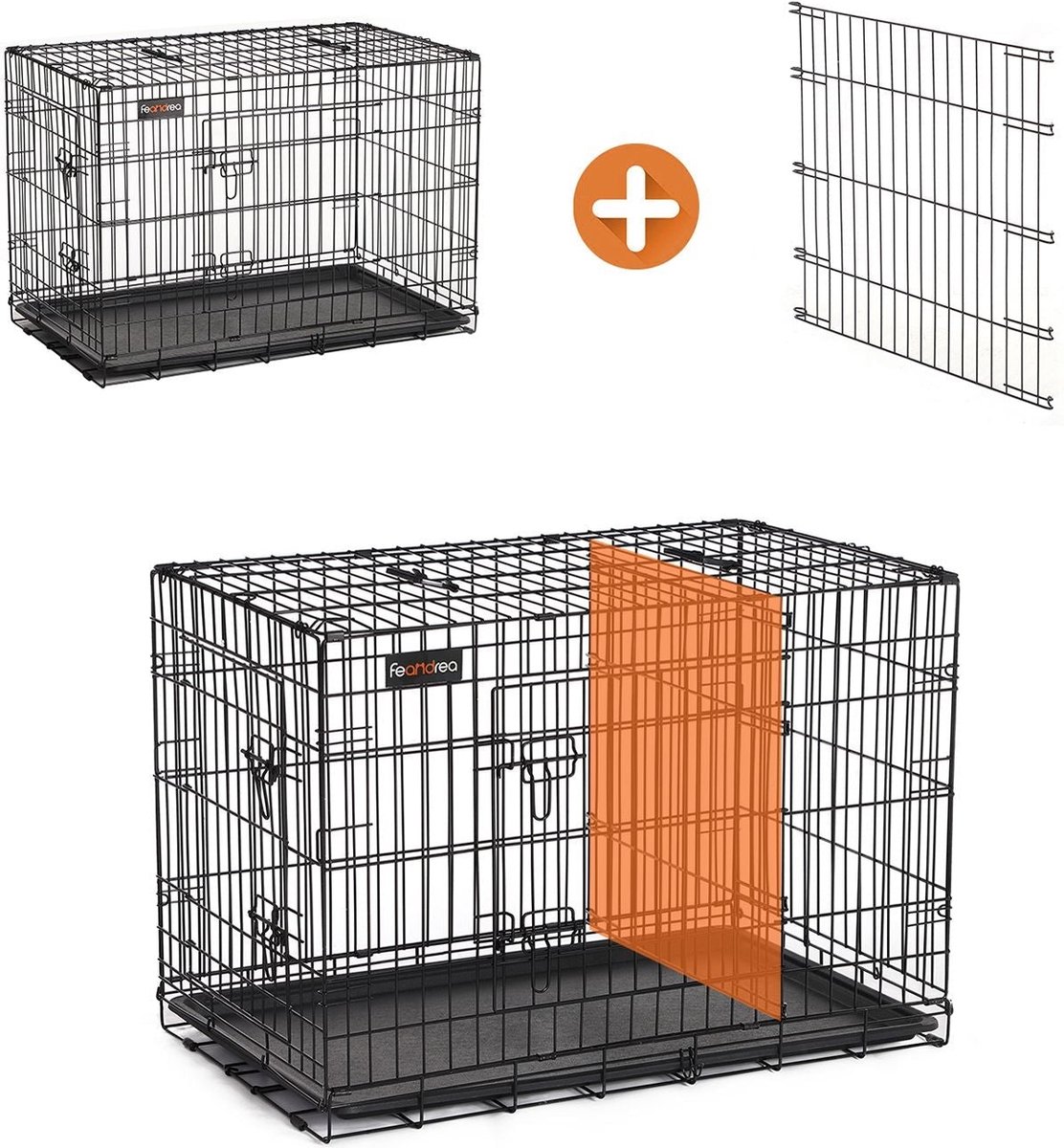 TRESKO- banc- cage pour chien- cage de transport en métal- caisse