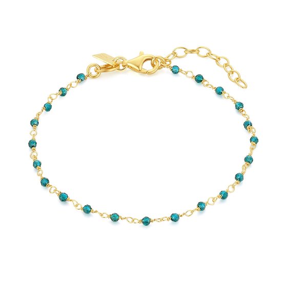 Bracelet Twice As Nice en argent doré, cristaux de turquoise 16 cm + 3 cm
