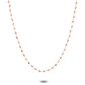 Twice As Nice Halsketting in 18kt verguld zilver, roze steentjes 38 cm+5 cm