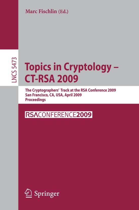 Topics in Cryptology CT RSA 2009 - cover