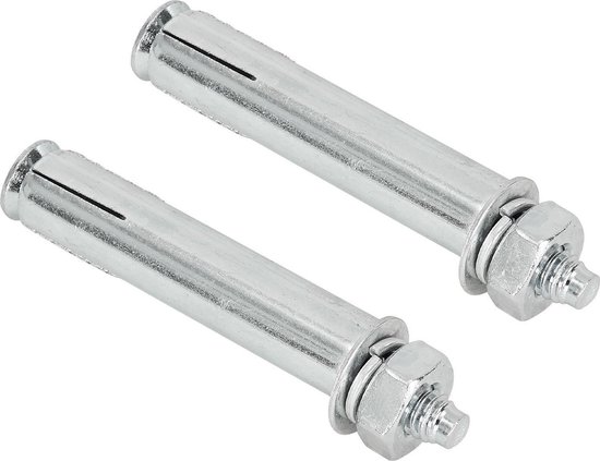 Twee metalen pluggen met moeren.