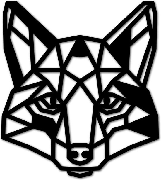 Houten Dierenkop - Vos - Klein, Zwart MDF