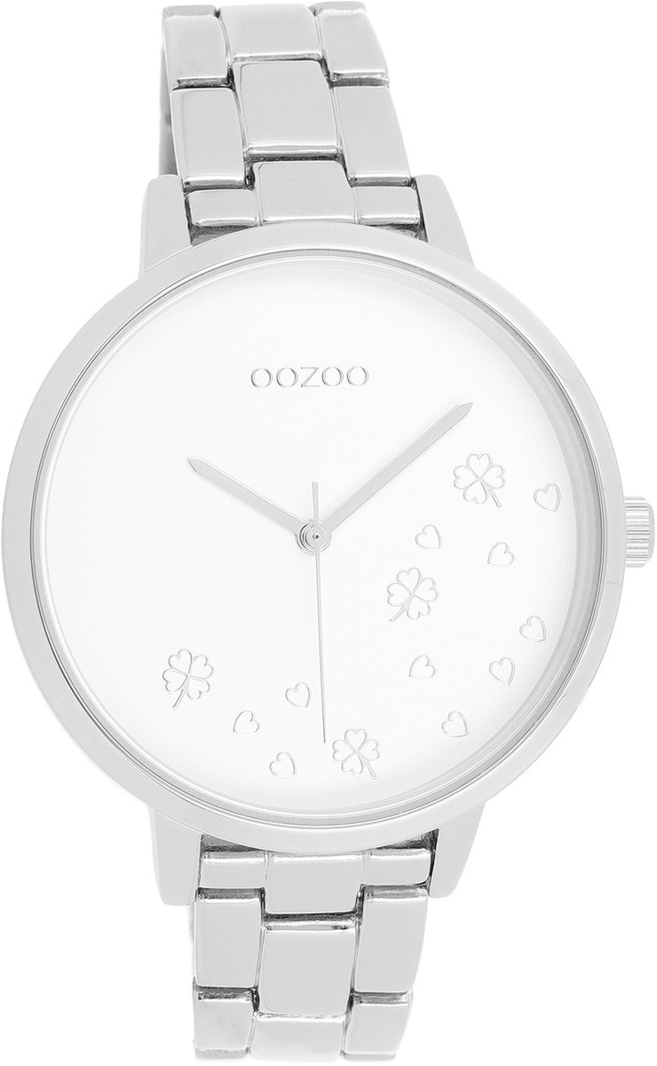 OOZOO Timepieces - Zilverkleurige horloge met zilverkleurige roestvrijstalen armband - C11120