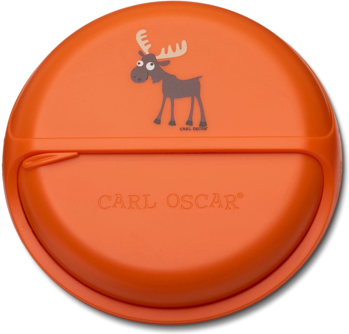 Carl Oscar SnackDisc - Take away opbergdoos - kunststof - oranje - eland - D 15 cm - H 4.5 cm