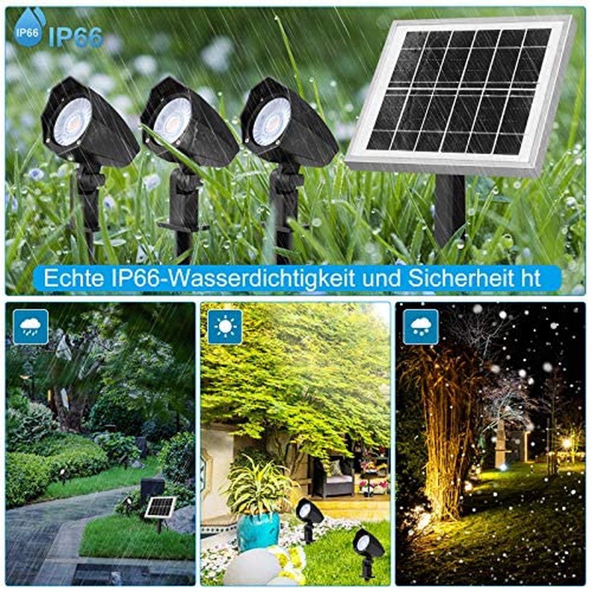 Spot Solaire Exterieur, MEIHUA Lampe Solaire Jardin 2700K 4000K