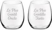 Drinkglas gegraveerd - 39cl - Le Plus Gentil Oncle & La Plus Gentille Tante