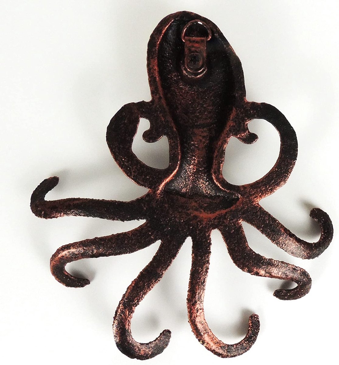 Decoratieve Gietijzeren Octopus Toiletrolhouder - Wandgemonteerde Octopus Décor voor Badkamer - Gemakkelijk te installeren met meegeleverde Schroeven en Ankers - Koper met Zwart