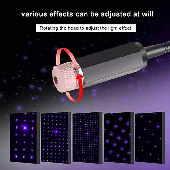 HULIN USB Star Projector Nachtlicht, Auto LED Atmosphere Lichter