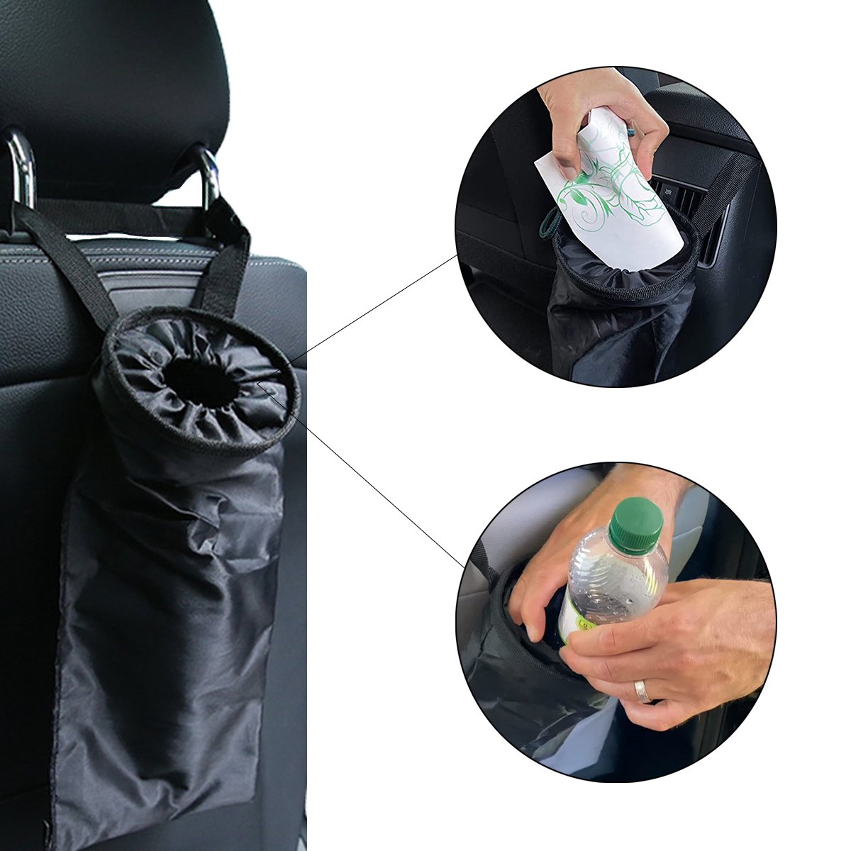 Goedkoopste Auto Prullenbak - Auto Vuilnisbak - Draagbaar en Opvouwbaar afvalbakje - Flextrash - Afvalemmertje voor in de Auto - Autoprullenbak - Auto Asbak - Auto Organizer