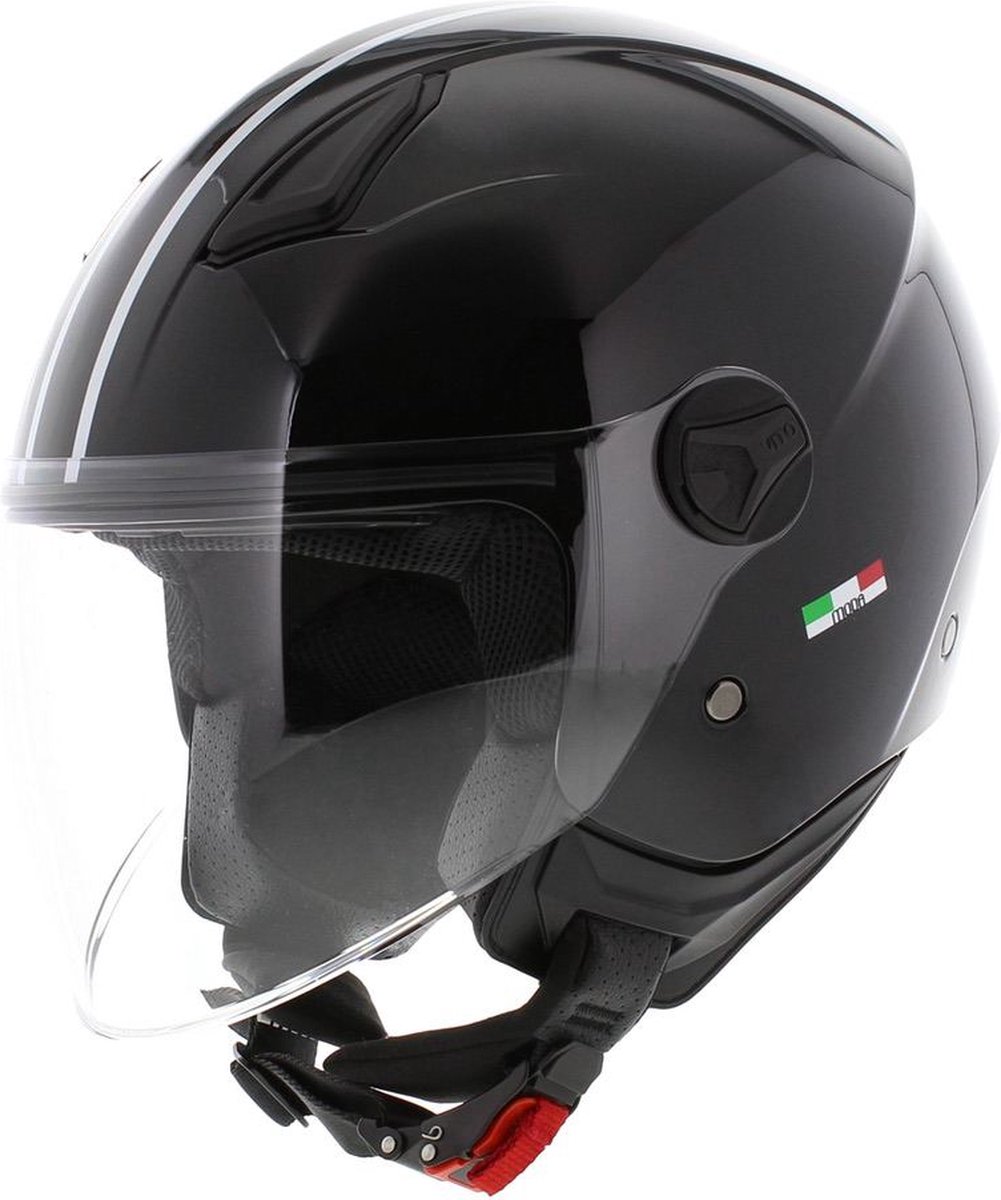 Vito Moda kinder jethelm bambino glans zwart - Kinder M - Scooterhelm Snorfietshelm Motorhelm