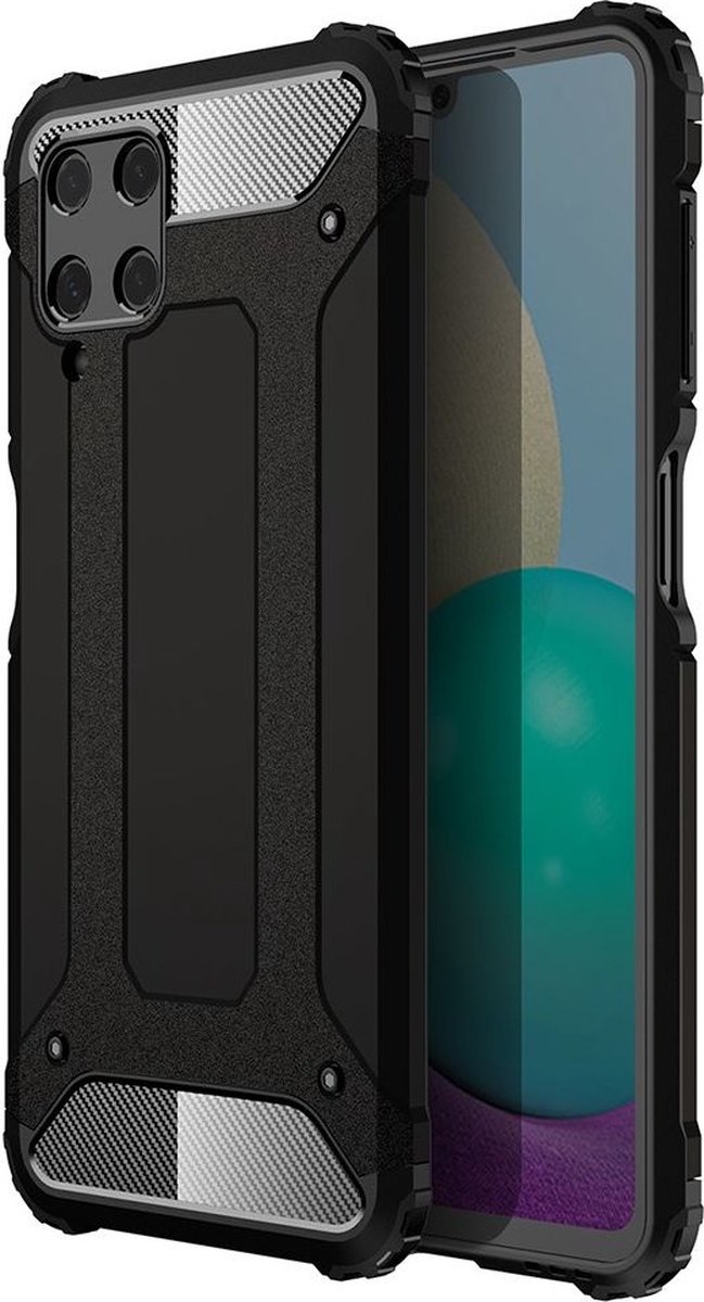 oTronica Hoesje Geschikt Voor Samsung Galaxy A22 4G hoesje - Extra Stevige Rugged Armor Hoesje - Shockproof Case - Zwart