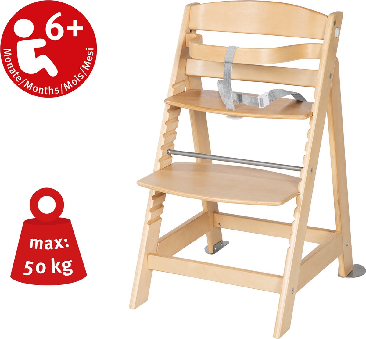 Roba Kinderstoel Met Rugleuning - Wit Gelakt, HxBxD 59x29x29 Cm, Zithoogte 31 Cm
