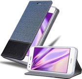 Cadorabo Hoesje voor Huawei Enjoy 7 in DONKERBLAUW ZWART - Beschermhoes met magnetische sluiting, standfunctie en kaartvakje Book Case Cover Etui