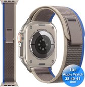 Bandje geschikt voor de Apple Watch 38/40/41 mm - Bandje Geschikt Voor Apple Watch Series SE , 1 , 2, 3, 4, 5, 6, 7 en 8 - Klittenbandsluiting - Grijs Blauw