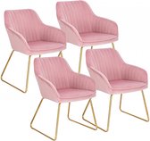 Set Van 4 Eetkamer Stoelen In Fluweel Model Stella Roze