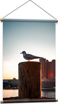 WallClassics - Affiche Textile - Mouette sur Poteau - 60x90 cm Photo sur Textile