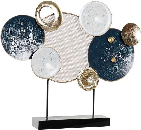 Decoratieve figuren DKD Home Decor Blauw Gouden Metaal Wit Cirkels (62 x 8,3 x 53,3 cm)