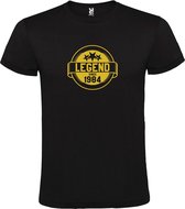 Zwart T-Shirt met “Legend sinds 1984 “ Afbeelding Goud Size L