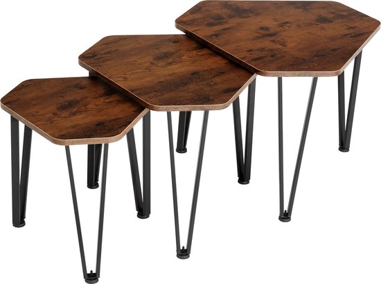 tectake - Set de table basse Torquay - brun foncé industriel - 404734